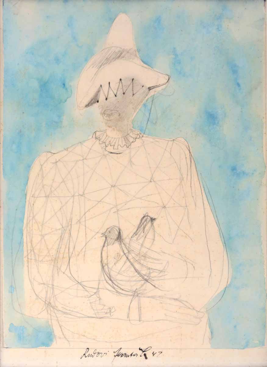 František Tichý - Harlekýn se dvěma holubicemi