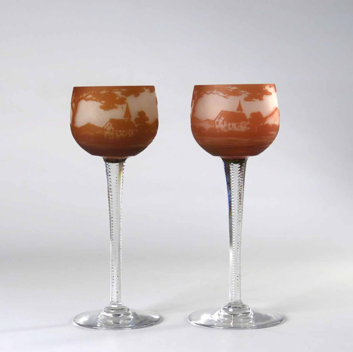 Pár cameo pohárů na víno - Lötz