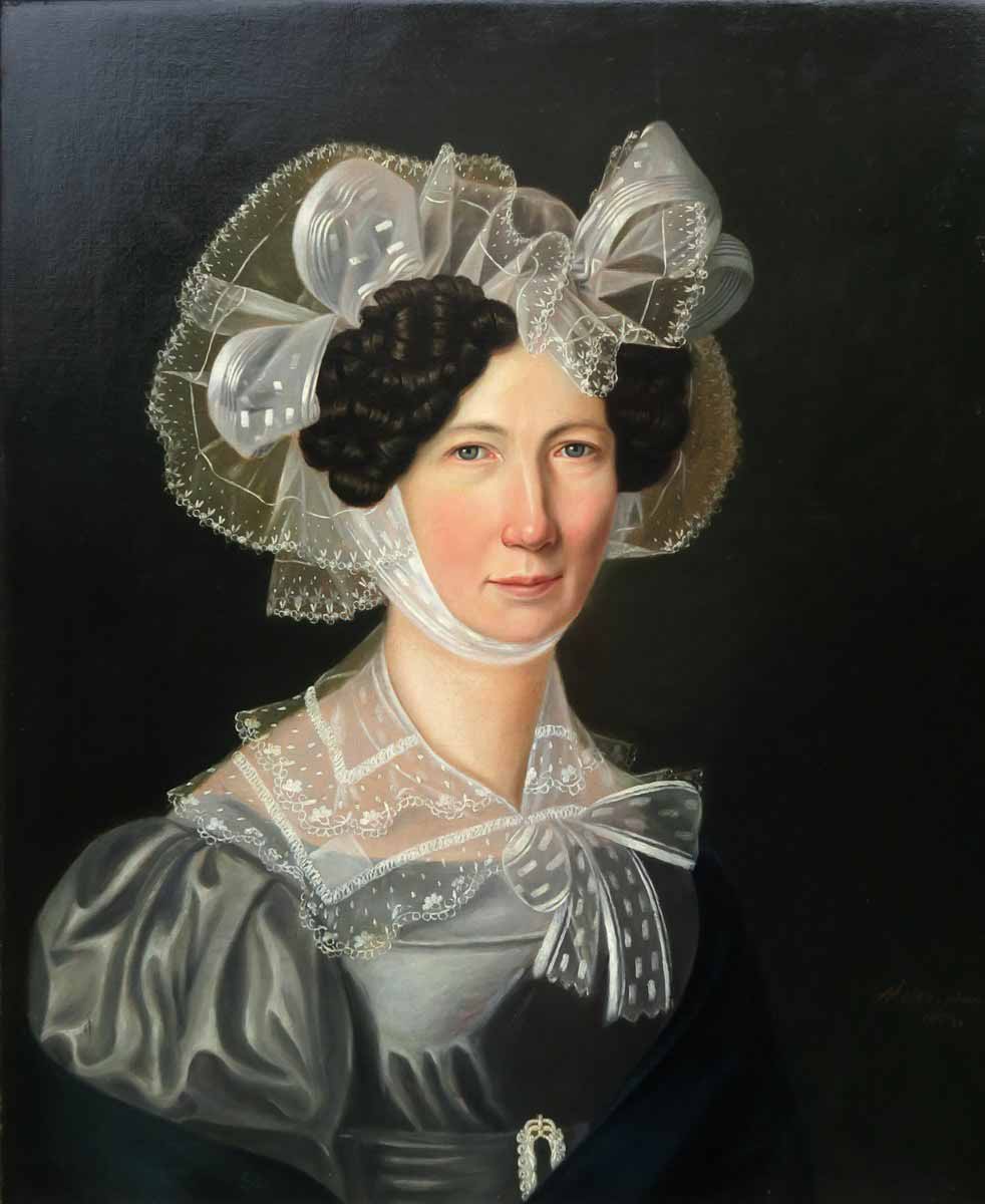 A. Meier - Portrét dámy v krajkovém čepci