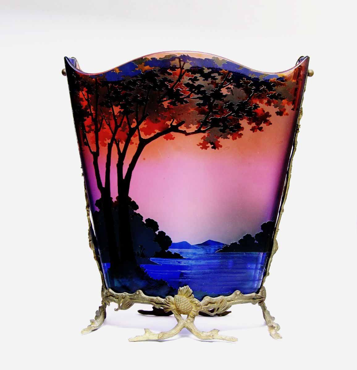 Secesní cameo váza v montáži - Riedel