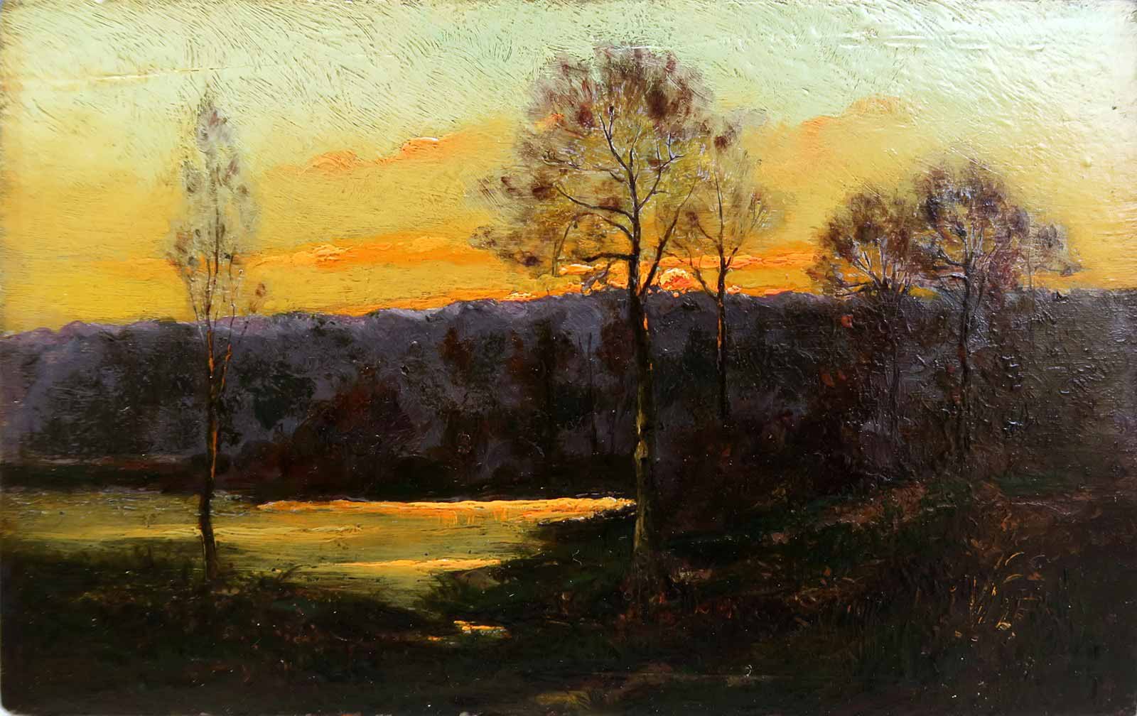 Antonín Chittussi (1847 - 1891) - Krajina po západu slunce nad vodní plochou