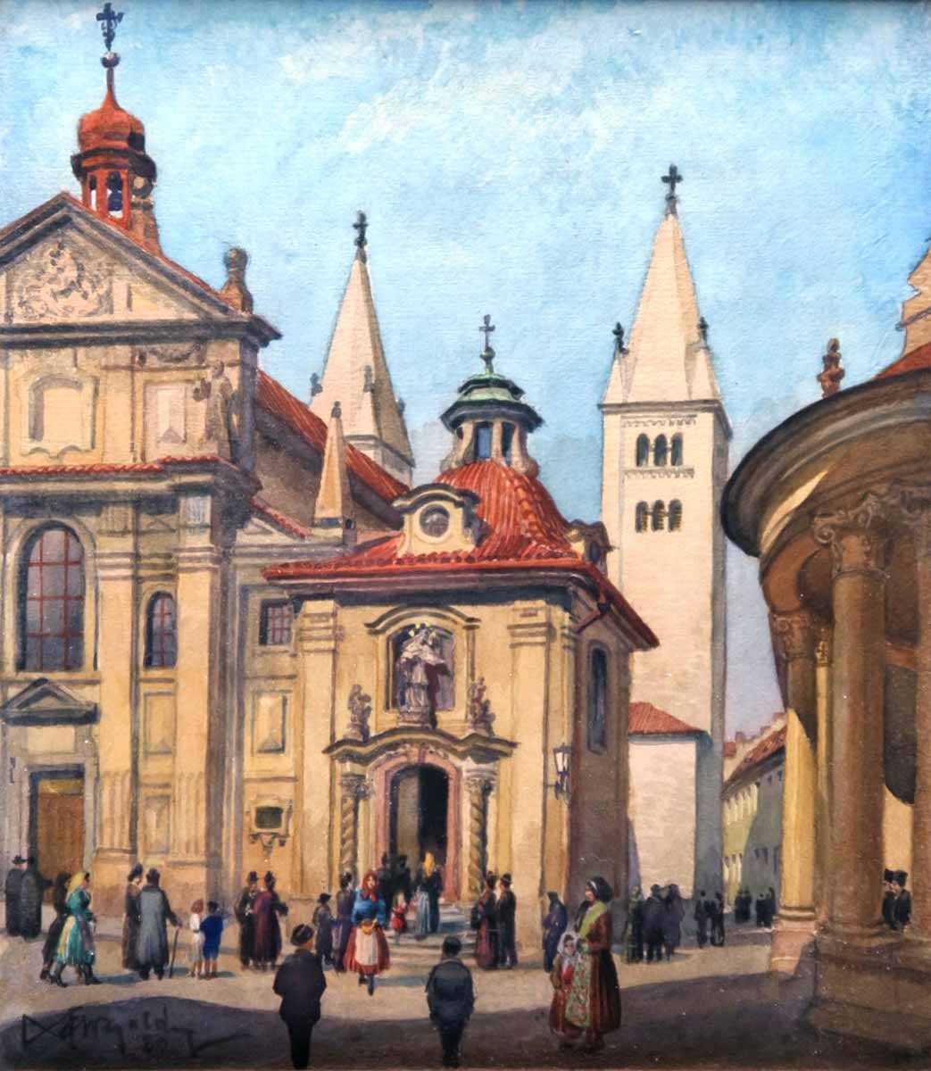 František Xaver Margold (1887 - 1967) - Pohled na baziliku Sv. Jiří na Pražském Hradě