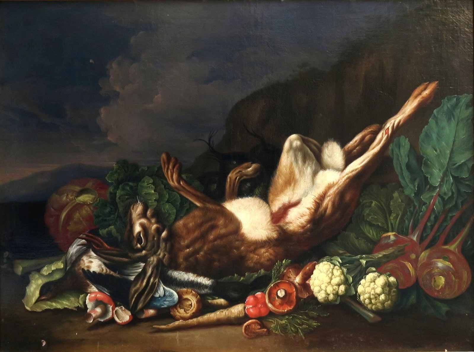 Franz Theodor Dallinger (1710 - 1771) - Zátiší se zeleninou a zajícem