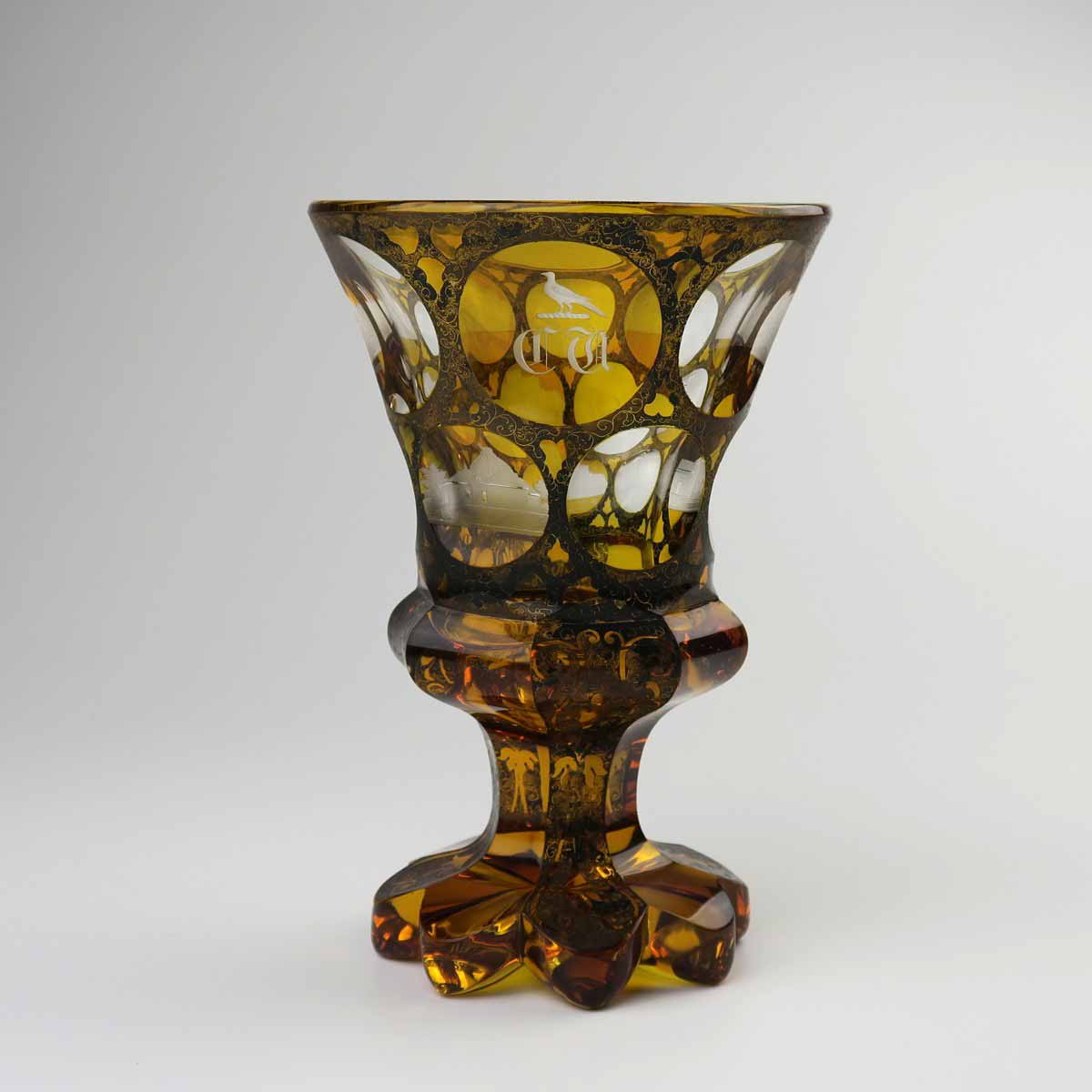 Biedermeierový pohár s motivy z Porýní