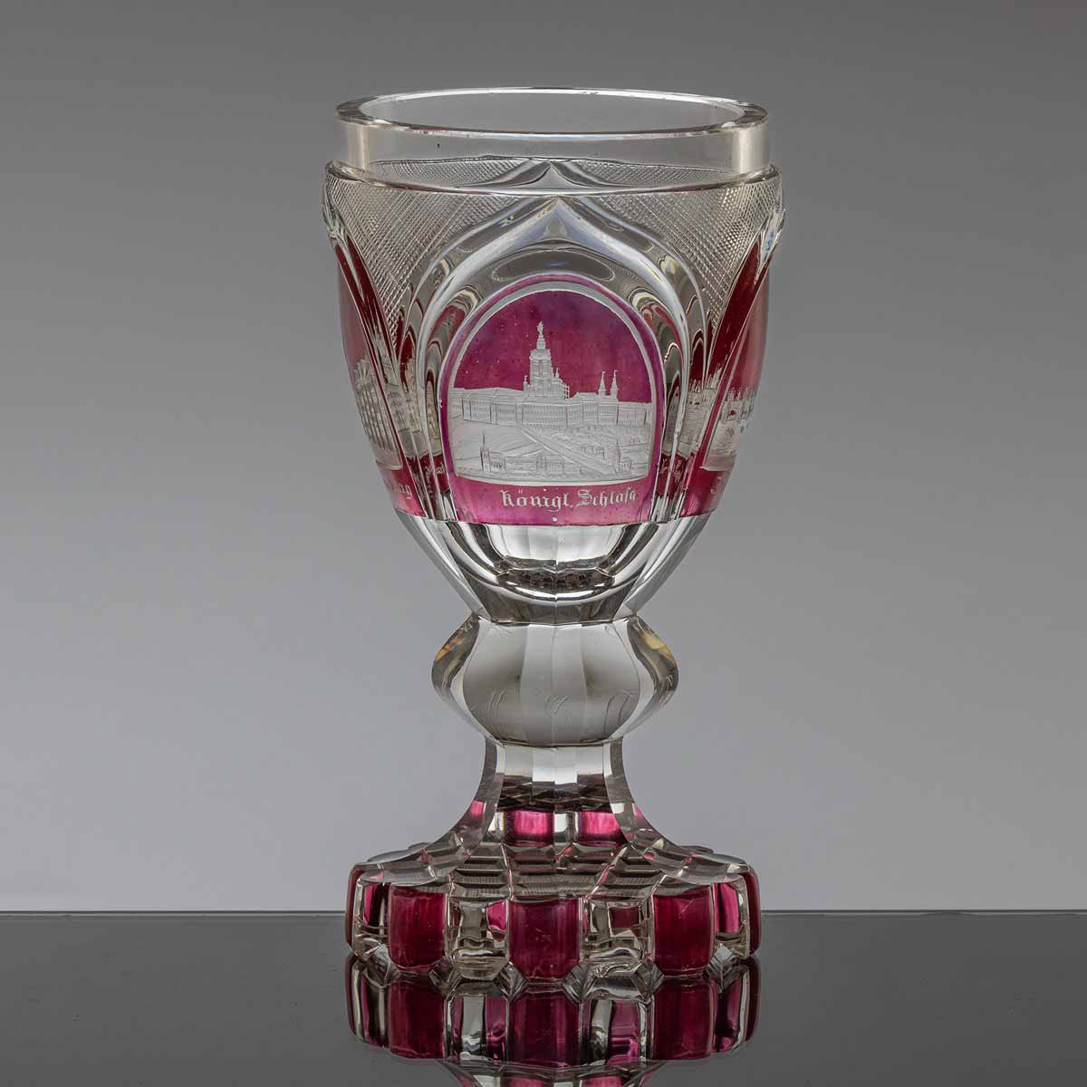 Biedermeierový pohár s pražskými motivy