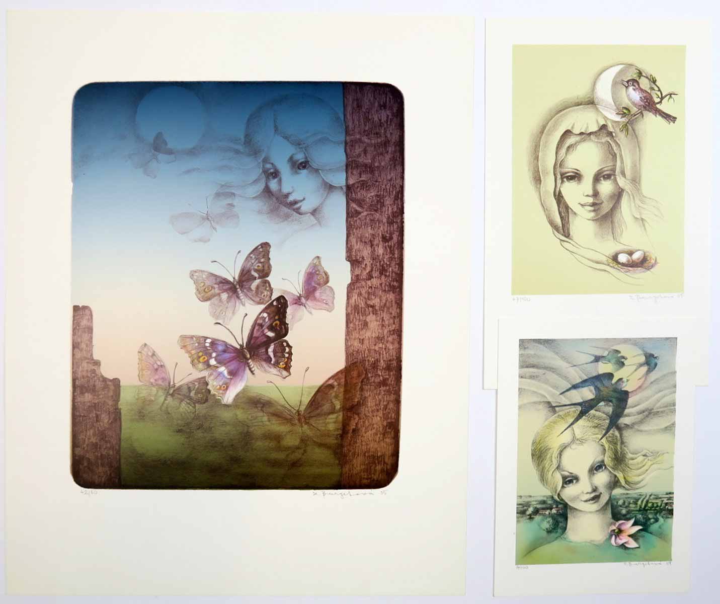 Zdeňka Burgetová (1934 - 2017) - 3 listy - Letí, Písnička, Vzduch