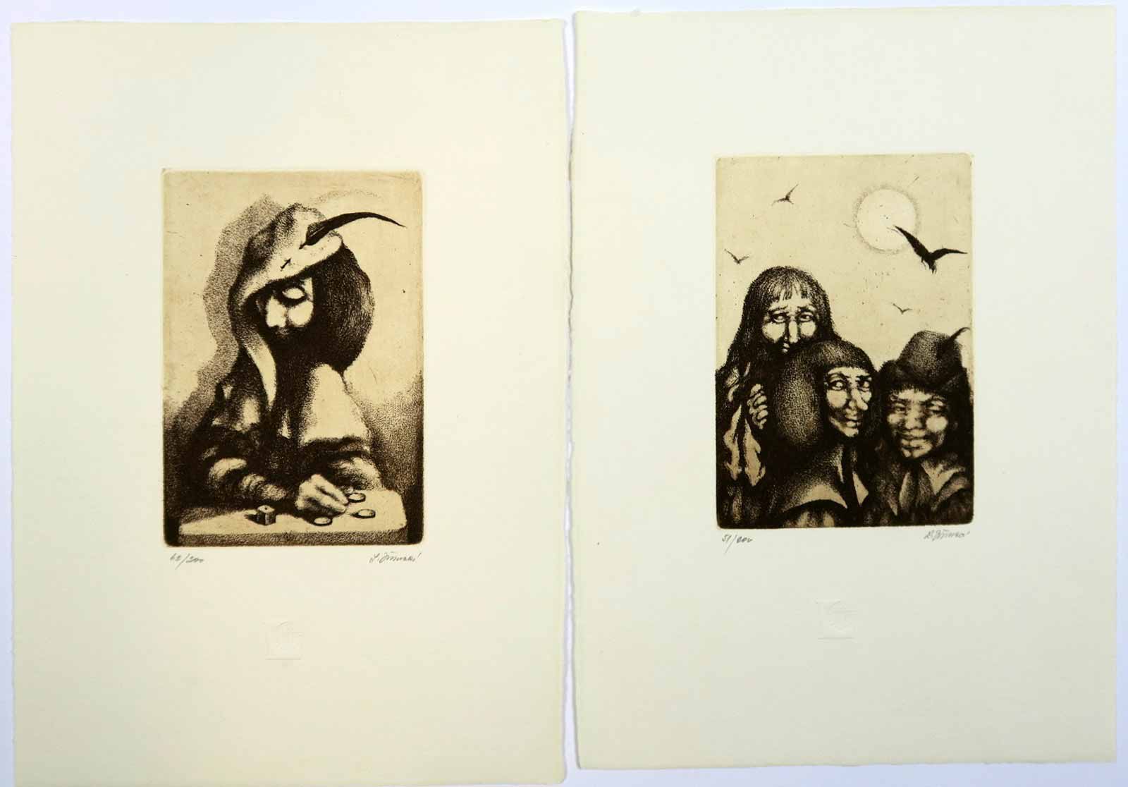 Ludmila Jiřincová (1912 - 1994) - 2 listy - Villon s kostkami, Klevetníci