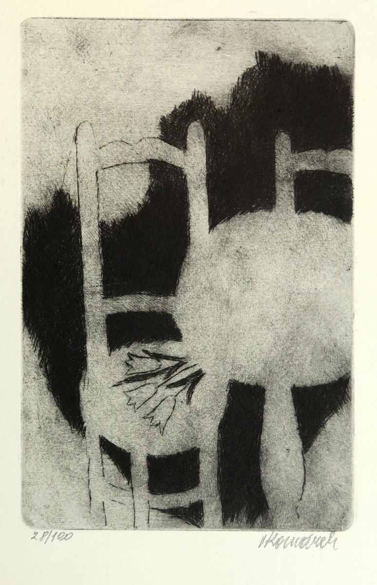 Vladimír Komárek (1928 - 2002) - Stolek a židle s tulipány