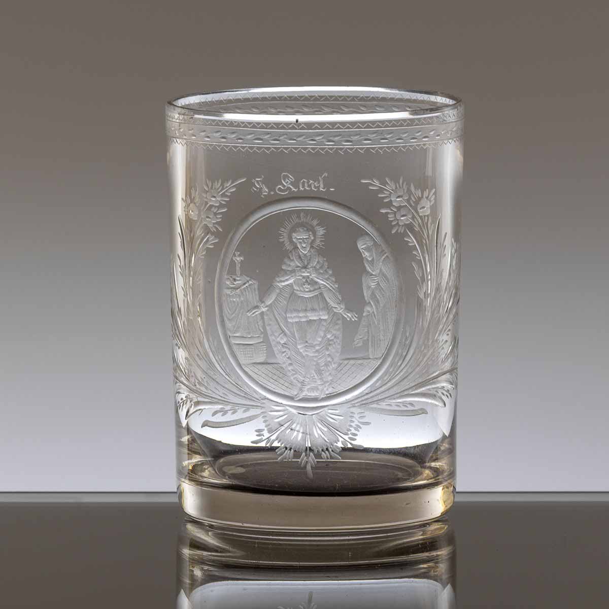 Biedermeierová číše "sv. Karel Boromejský"