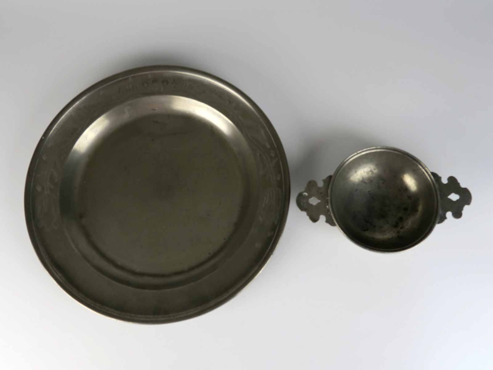 Cínový talíř a miska