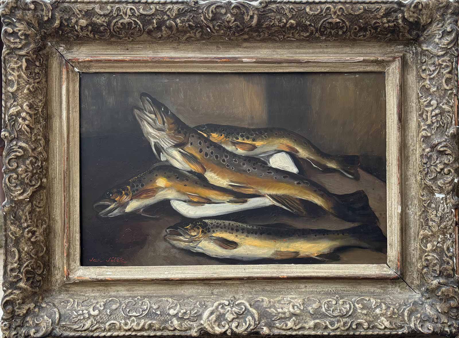 Jan Jílek (1905 - 1982) - Zátiší se pstruhy