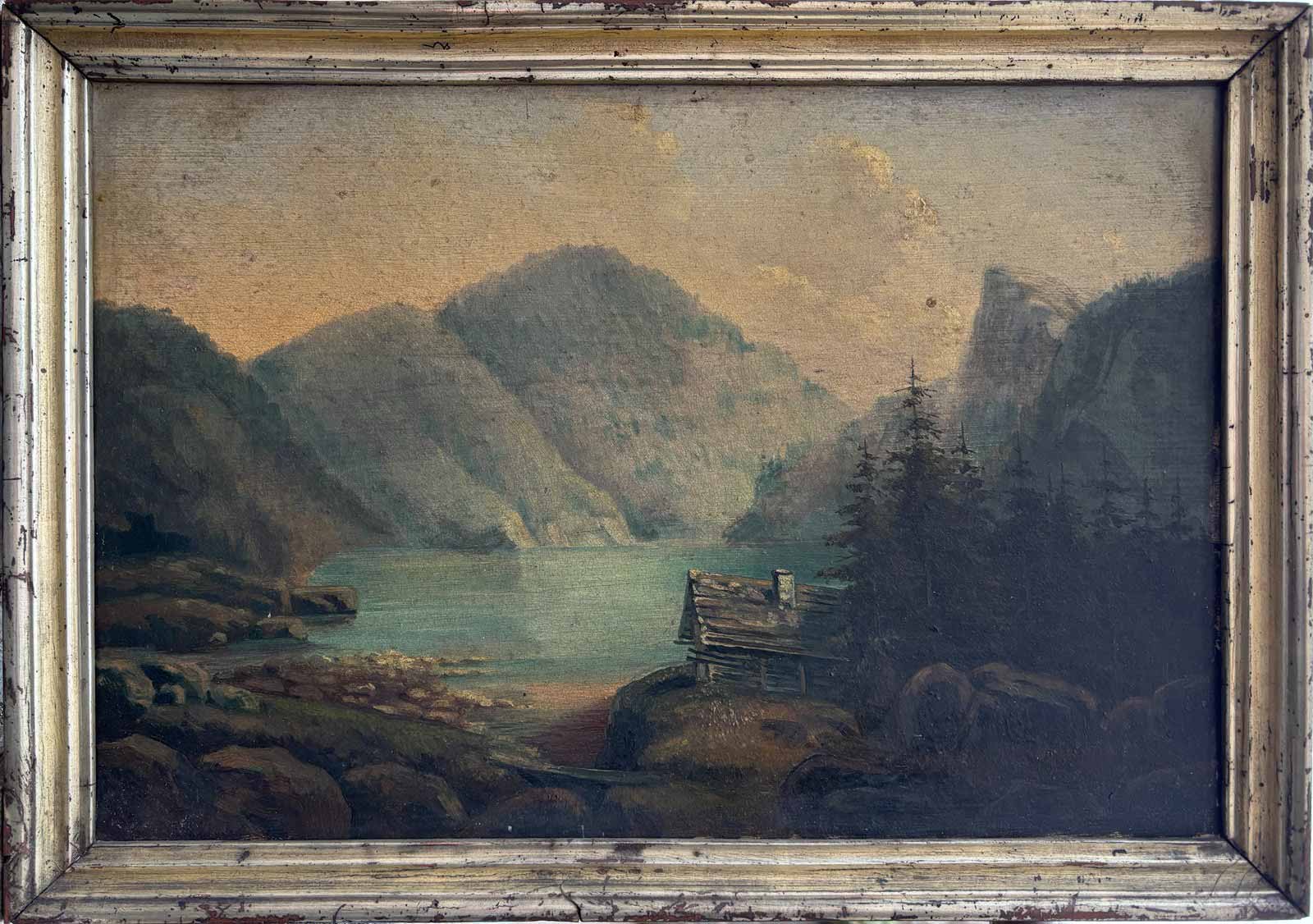 Pár romantických horských krajin s vodní plochou