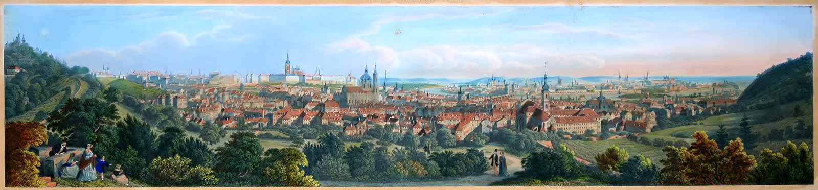 Vincenc Morstadt (1802 - 1875) - pohled na Prahu z Schönbornské zahrady