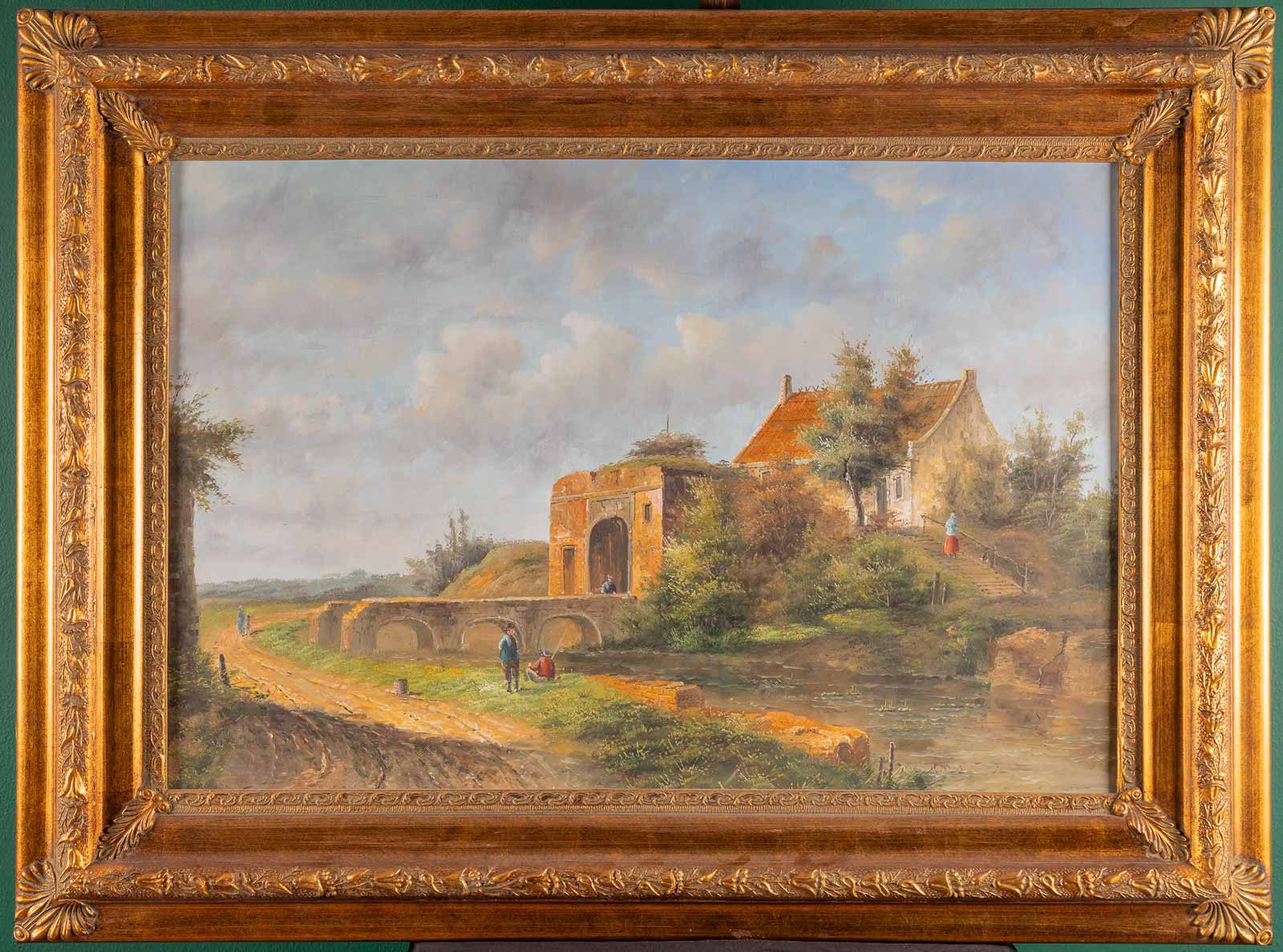 Krajina se stavením a mostem