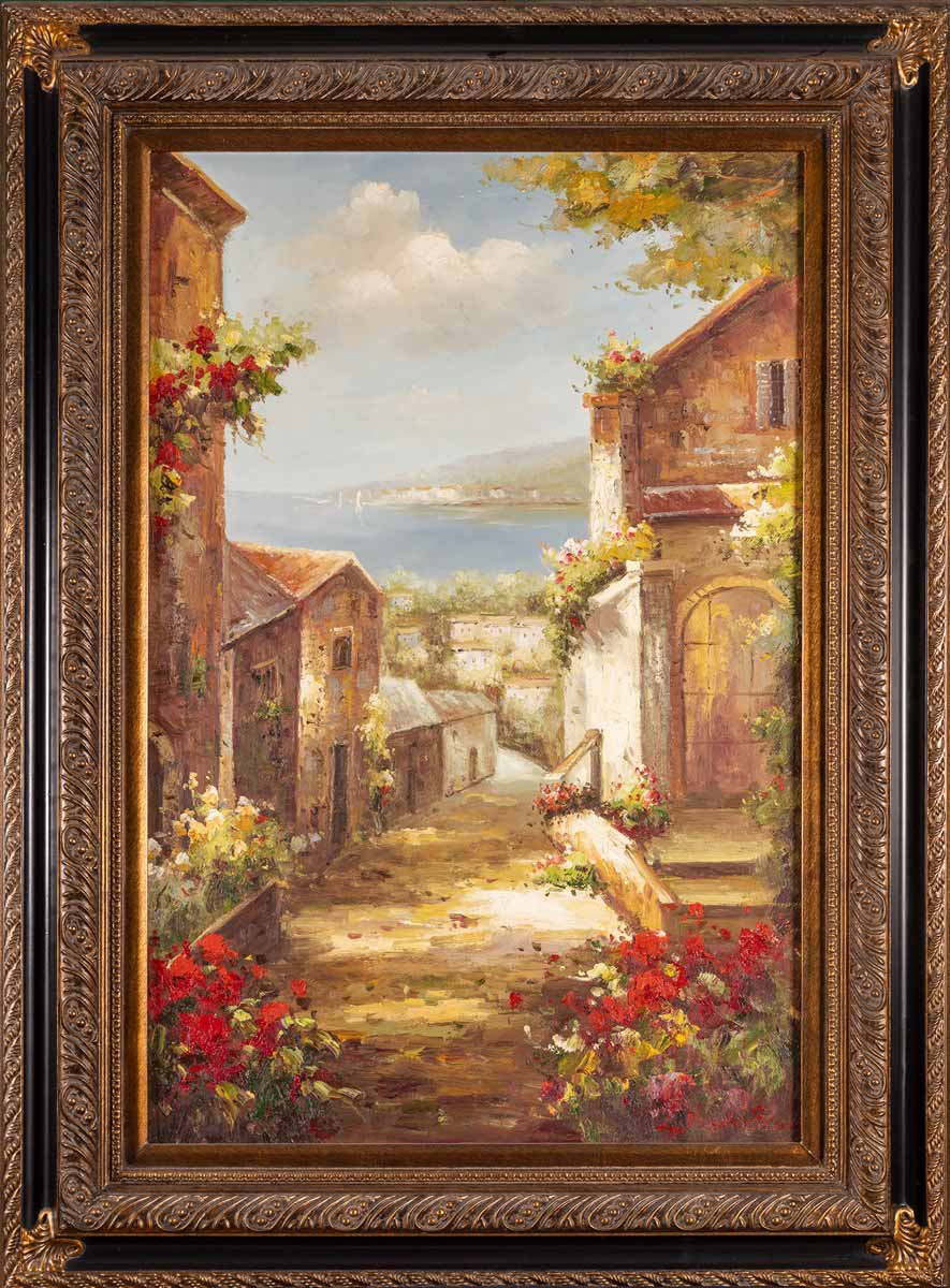 Krajina s řekou a Rozkvetlá ulice - párové obrazy