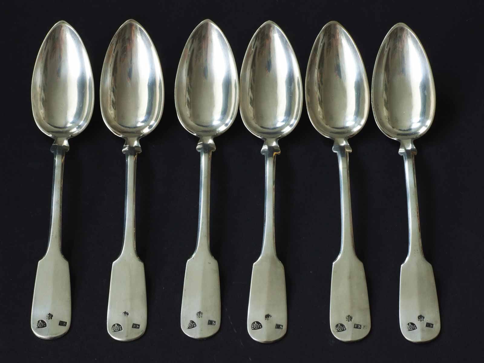 Sada šesti stříbrných čajových lžiček
