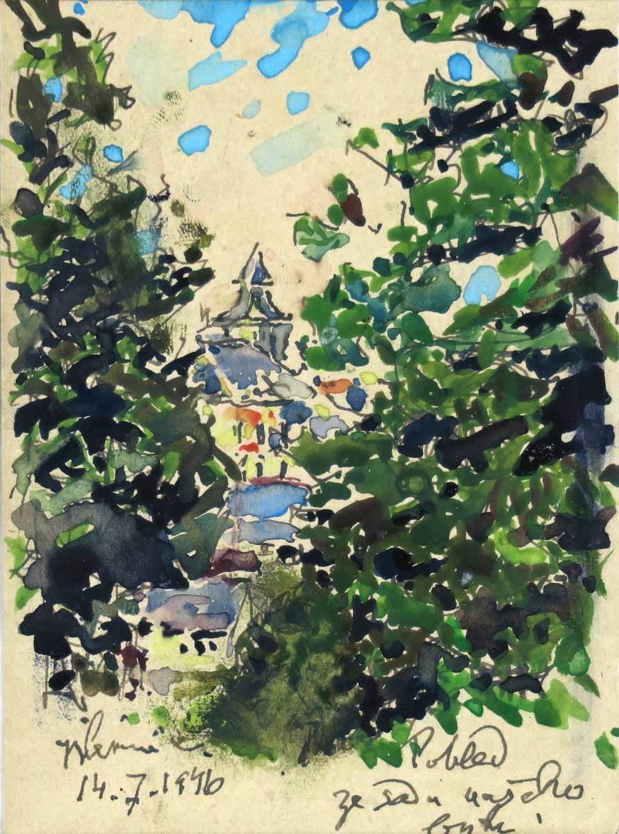 Ludvík Kuba - Pohled ze sadu našeho bytu