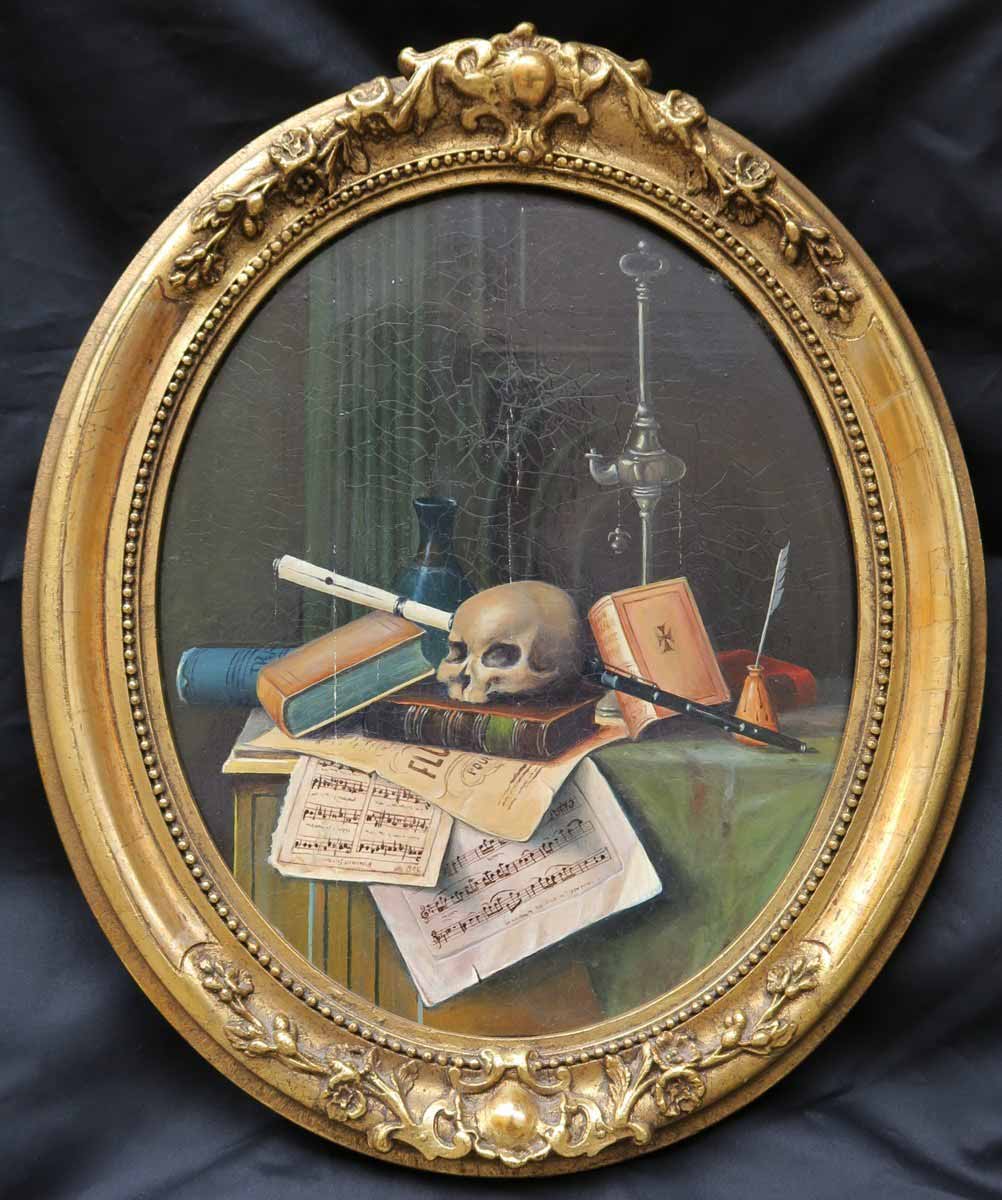 Evropský malíř 1 pol. 20. století - Hudební zátiší s lebkou
