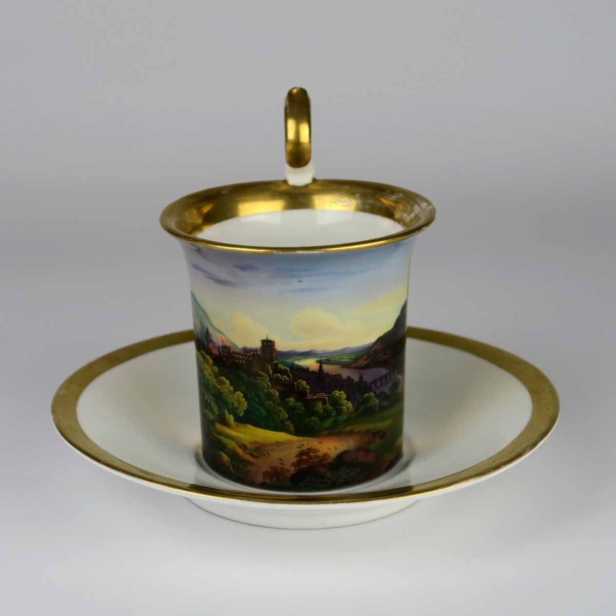 Empírový koflík s miskou "Pohled na Heidelberg"