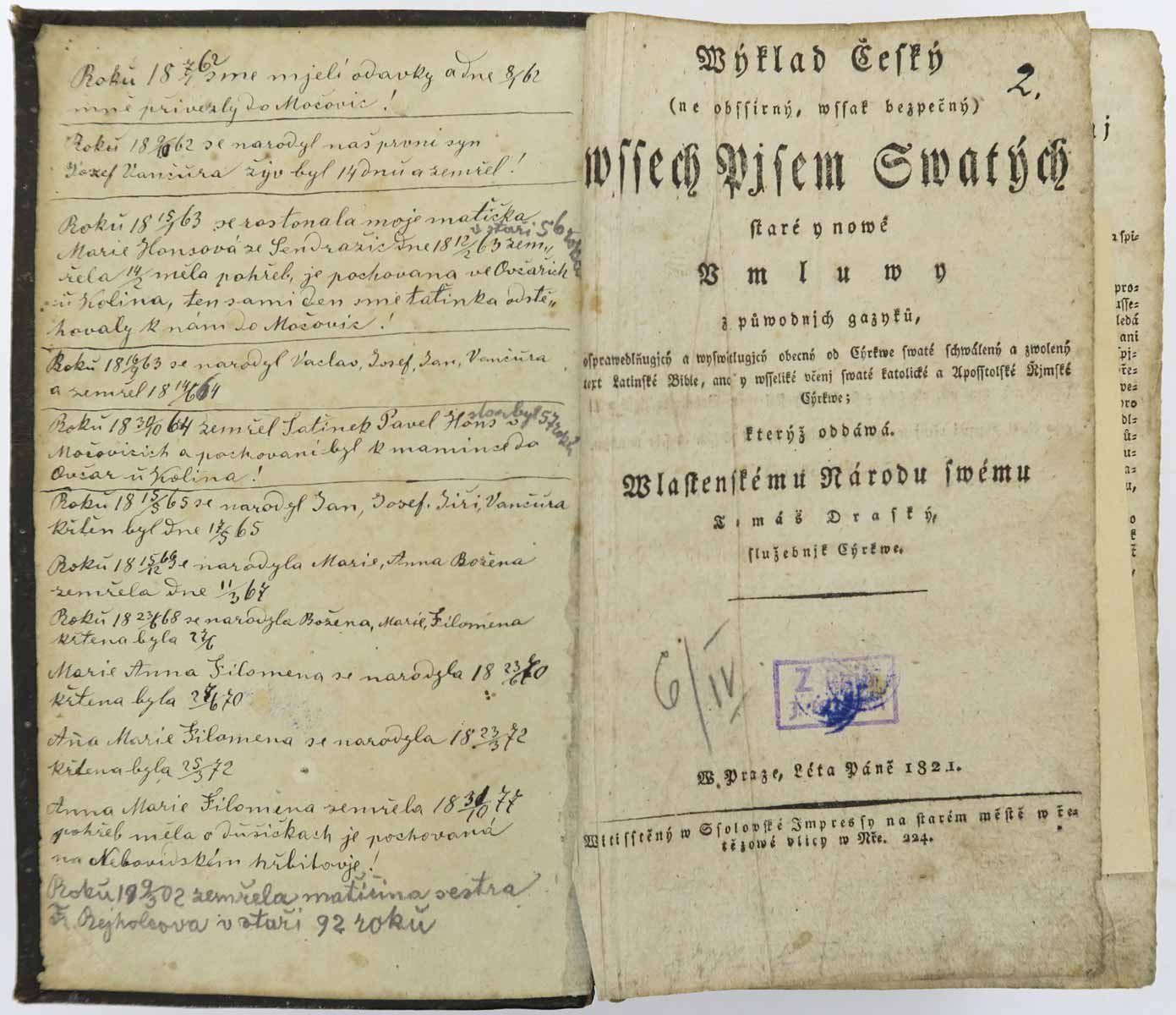 Draský Tomáš: Výklad český všech písem svatých, 1821